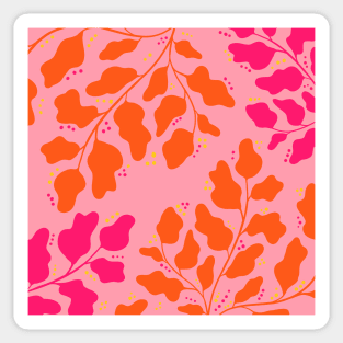 Pink and orange leaves floral pattern Sticker